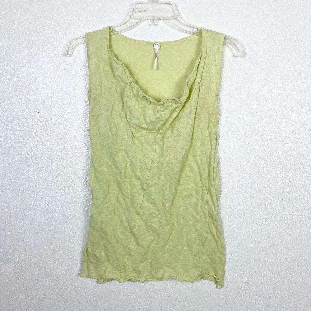 Margaret O’Leary Chartreuse Green Drape Neck Sleeveless Top